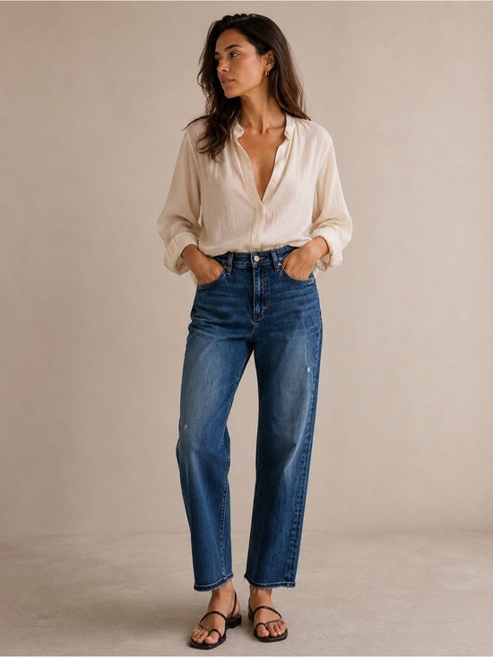 Kut from the Kloth Denim - Kut from the Kloth Straight-Leg Catherine Boyfriend Jeans in Indigo Size 12